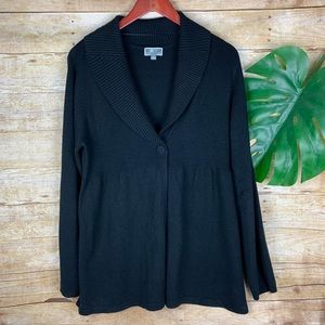 JM Collection | Black Shawl Collar One Button Lon